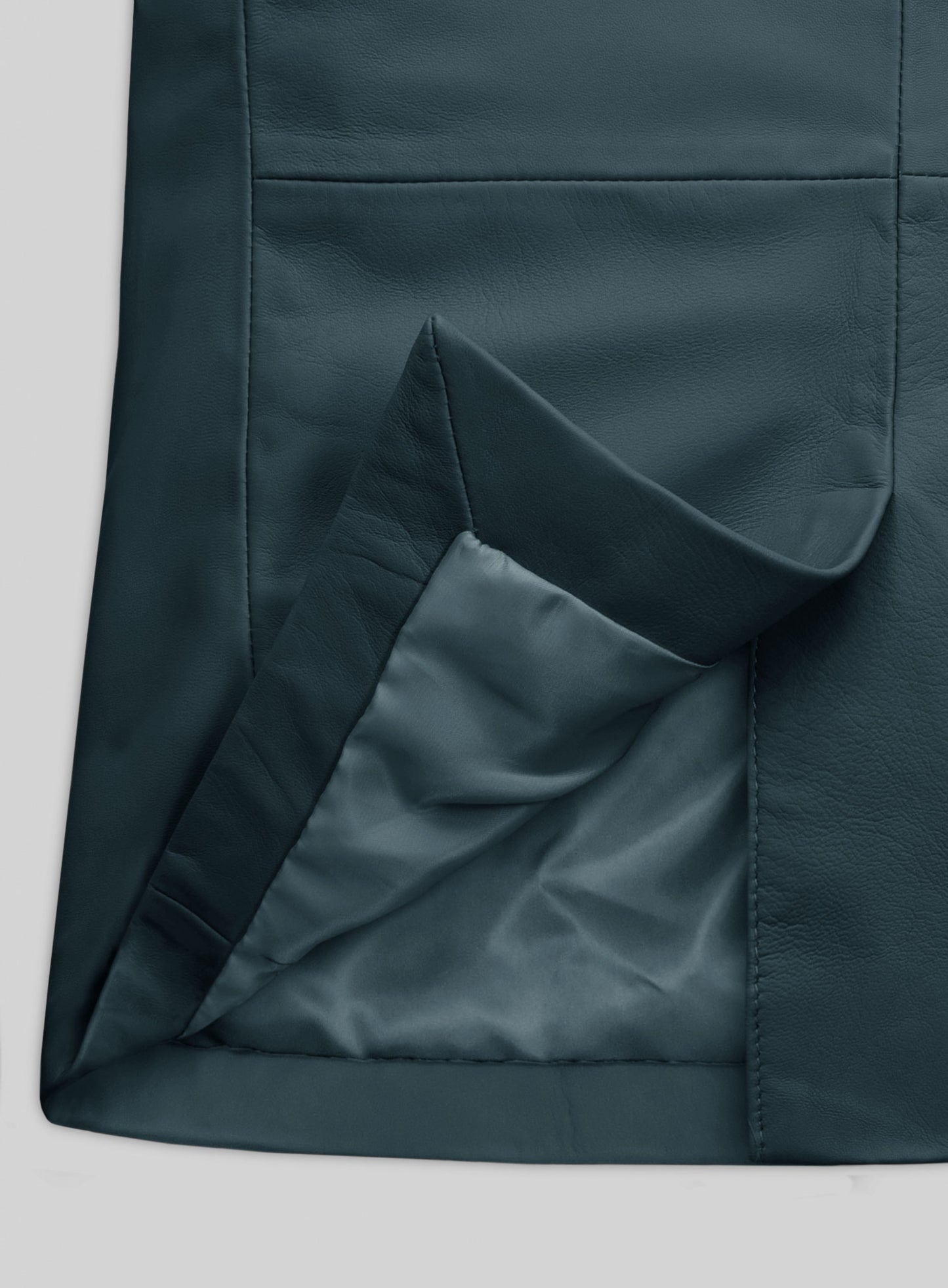 Prussian Blue Lambskin Leather Blazer