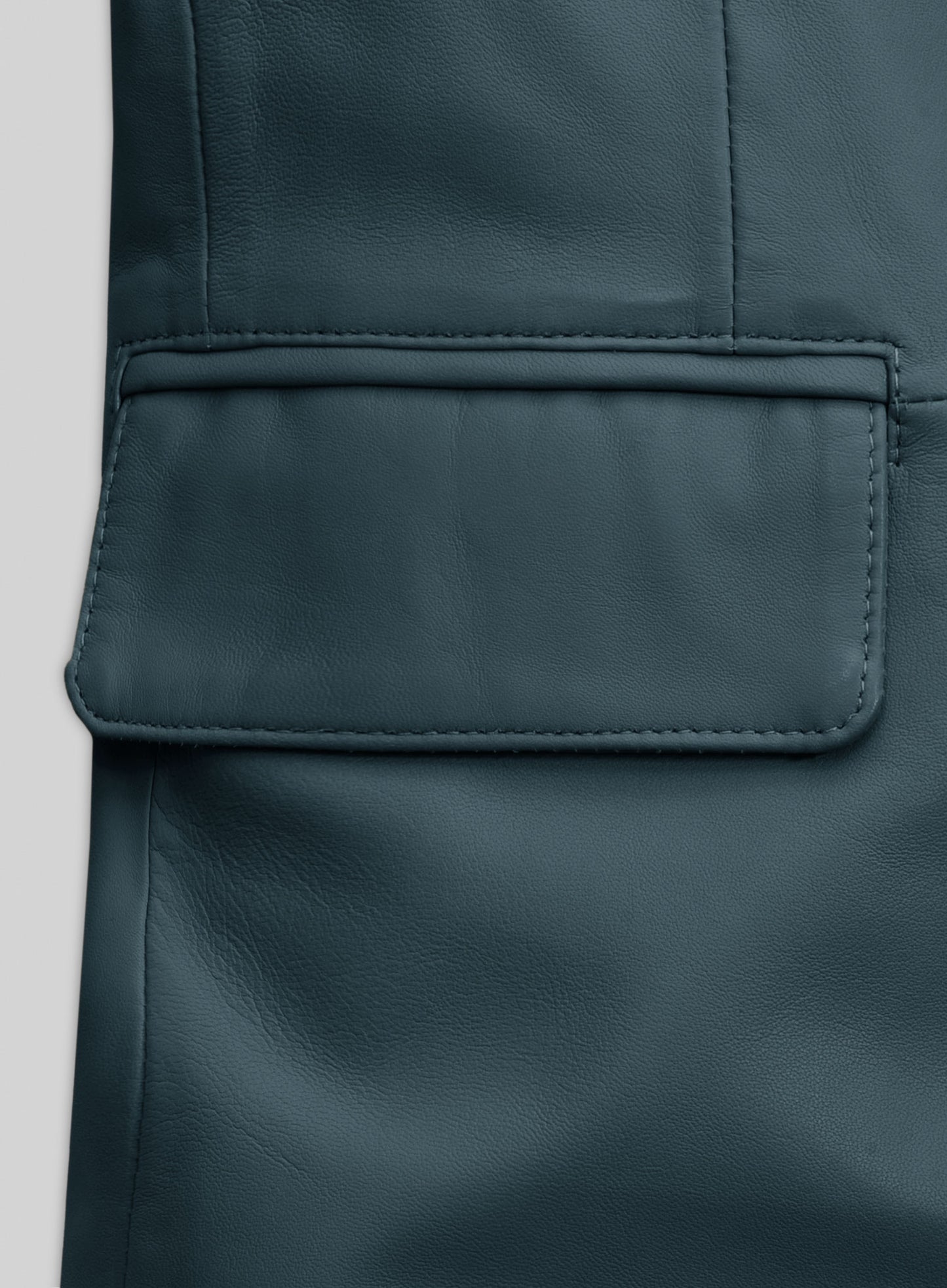 Prussian Blue Lambskin Leather Blazer