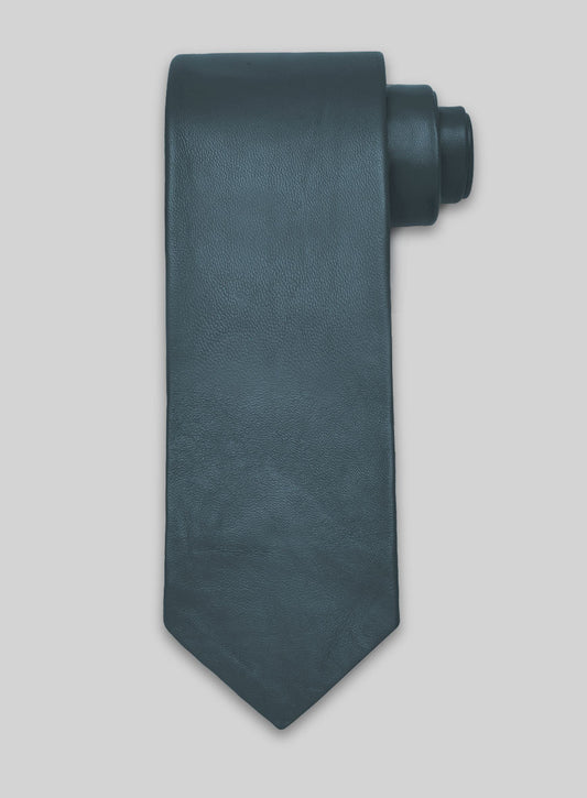 Prussian Blue Lambskin Leather Tie