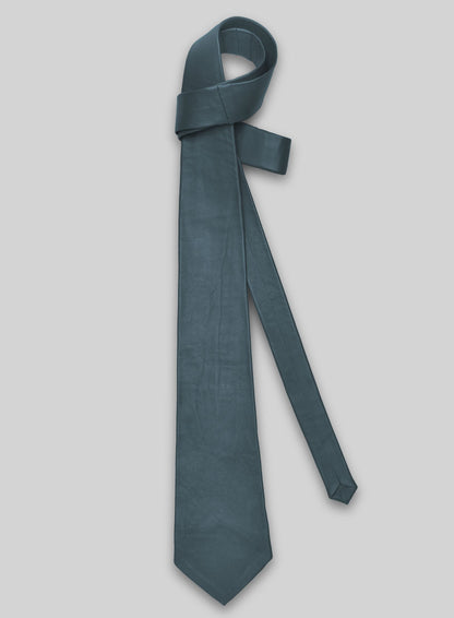 Prussian Blue Lambskin Leather Tie