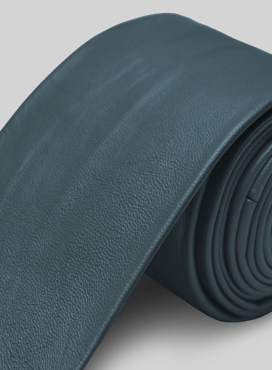 Prussian Blue Lambskin Leather Tie