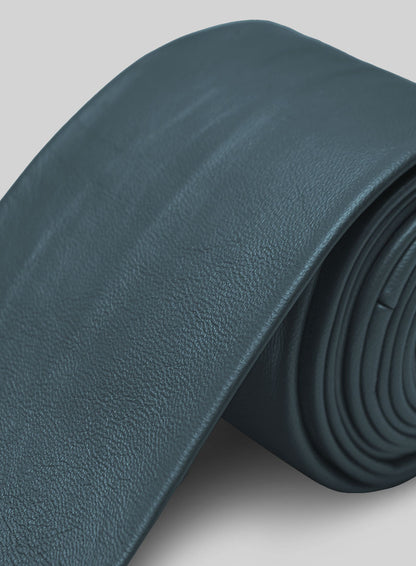 Prussian Blue Lambskin Leather Tie