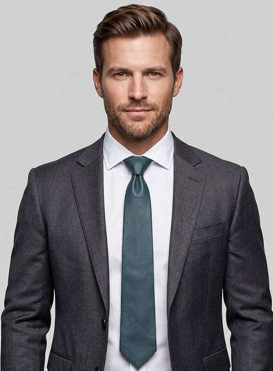 Prussian Blue Lambskin Leather Tie