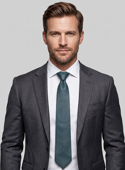 Prussian Blue Lambskin Leather Tie