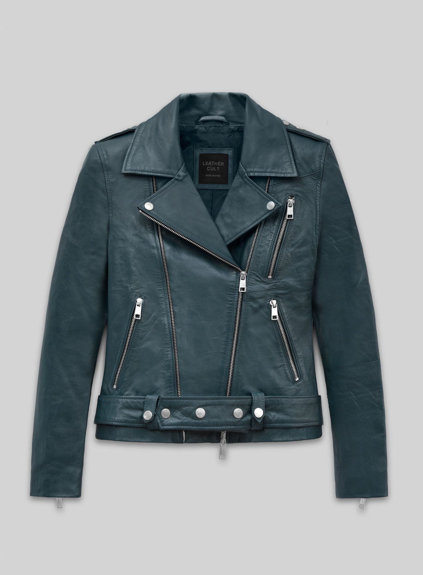 Prussian Blue Washed & Wax Jessica Alba Leather Jacket #2
