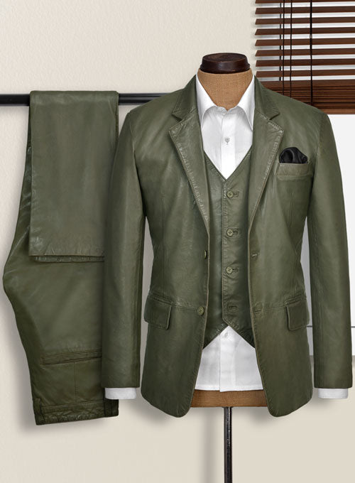Pure Leather Basicallo Green Suit - LeatherCult