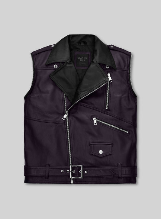 Purple Leather Vest # 336