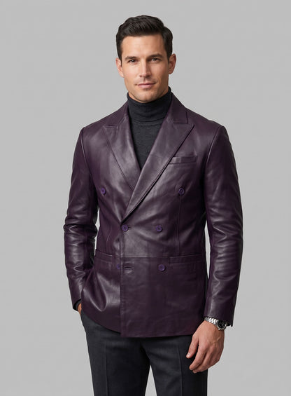 Purple Hampton Leather Blazer