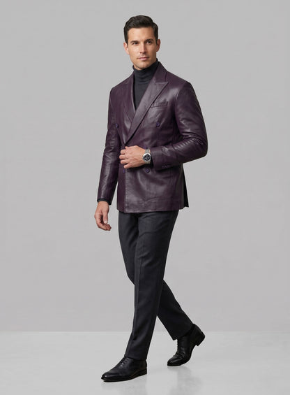 Purple Hampton Leather Blazer