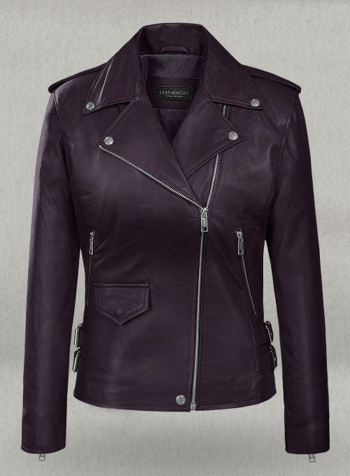 Purple Hilary Duff Leather Jacket #3 - LeatherCult