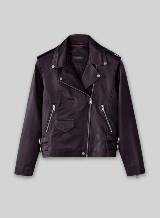 Purple Hilary Duff Leather Jacket #3