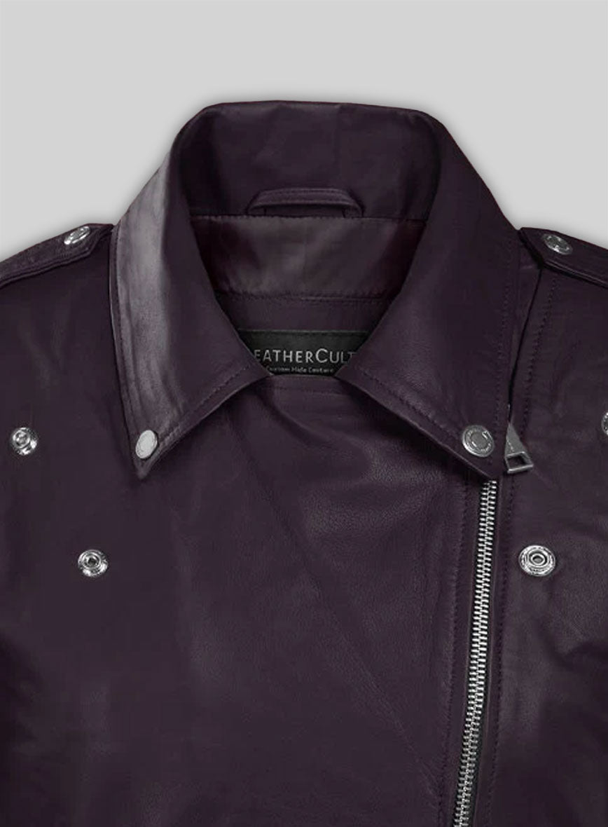 Purple Hilary Duff Leather Jacket #3