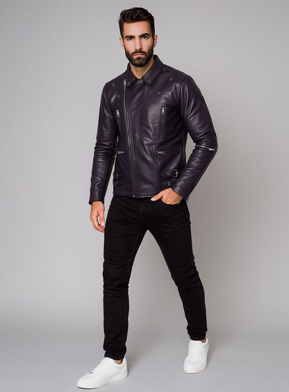 Purple Leather Jacket # 903