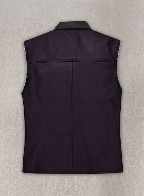 Purple Leather Vest # 336 - LeatherCult