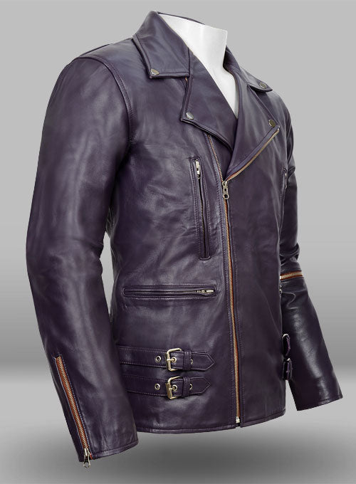 Purple Leather Jacket # 903 - LeatherCult