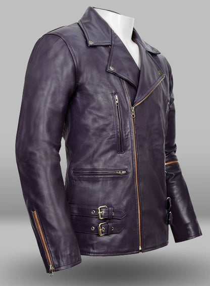 Purple Leather Jacket # 903 - LeatherCult