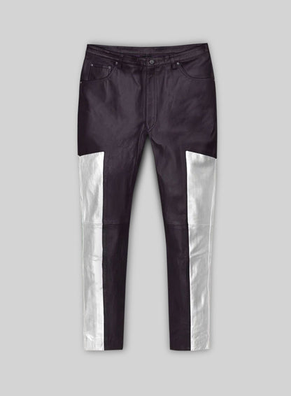 Purple Racer Stripe Leather Jeans