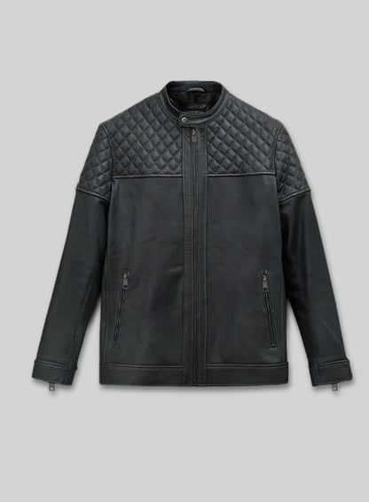 Quilted Panel Leather Jacket