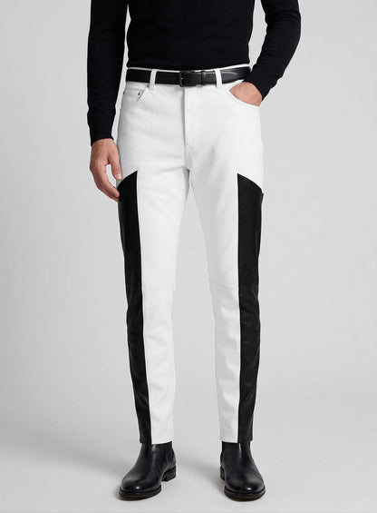 Racer Stripe Leather Jeans