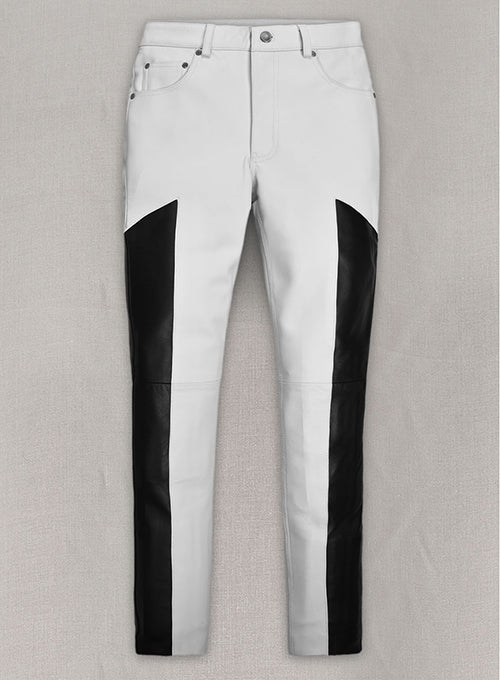 Racer Stripe Leather Jeans - LeatherCult