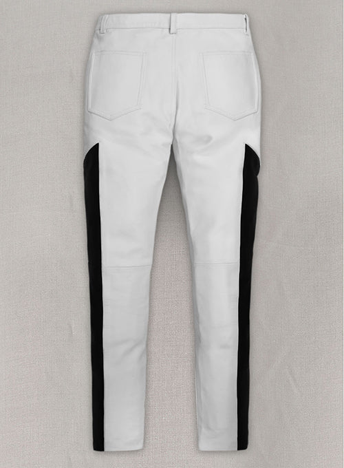 Racer Stripe Leather Jeans - LeatherCult