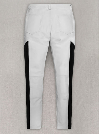 Racer Stripe Leather Jeans - LeatherCult