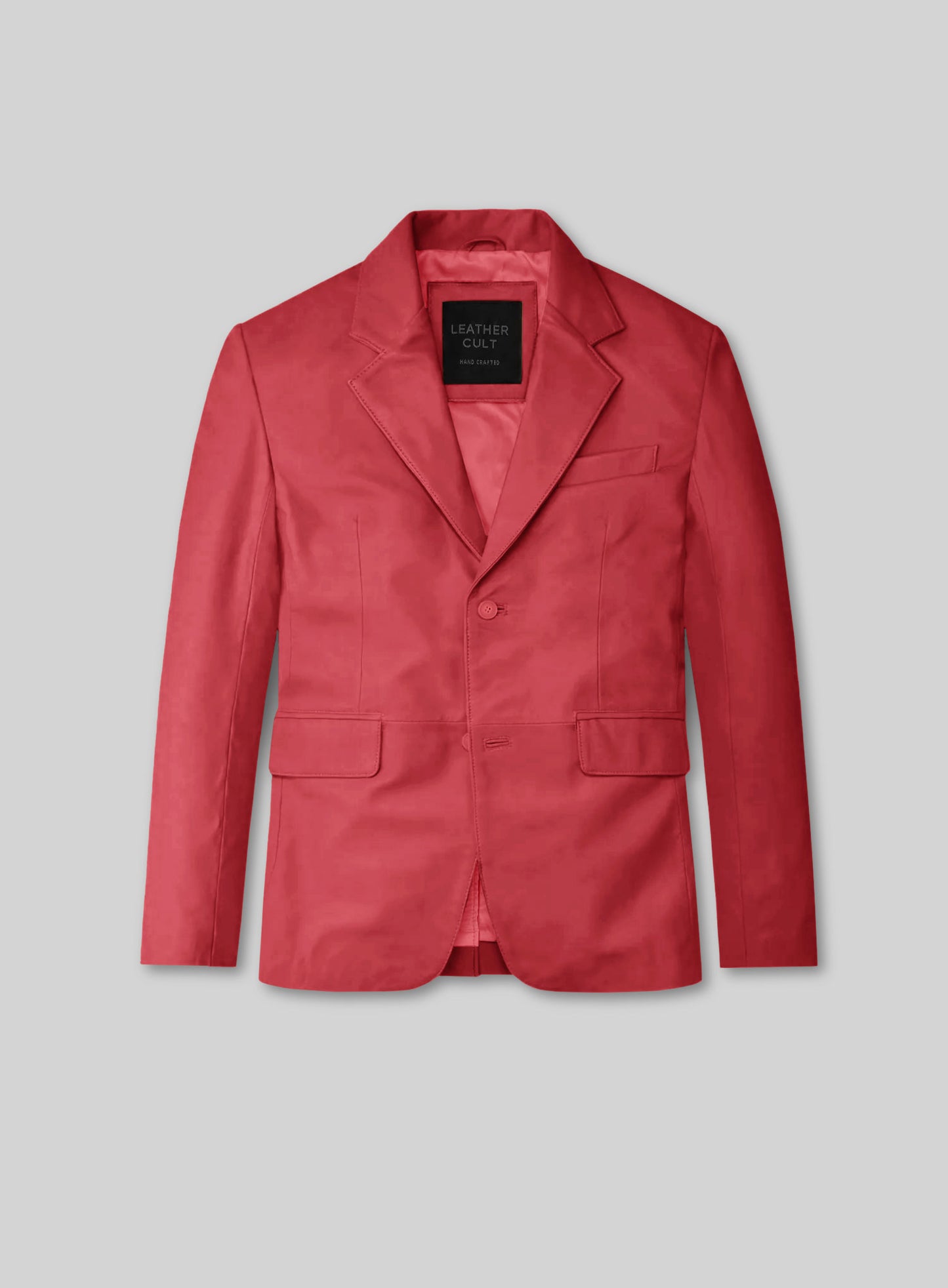 Raspberry Red Lambskin Leather Suit