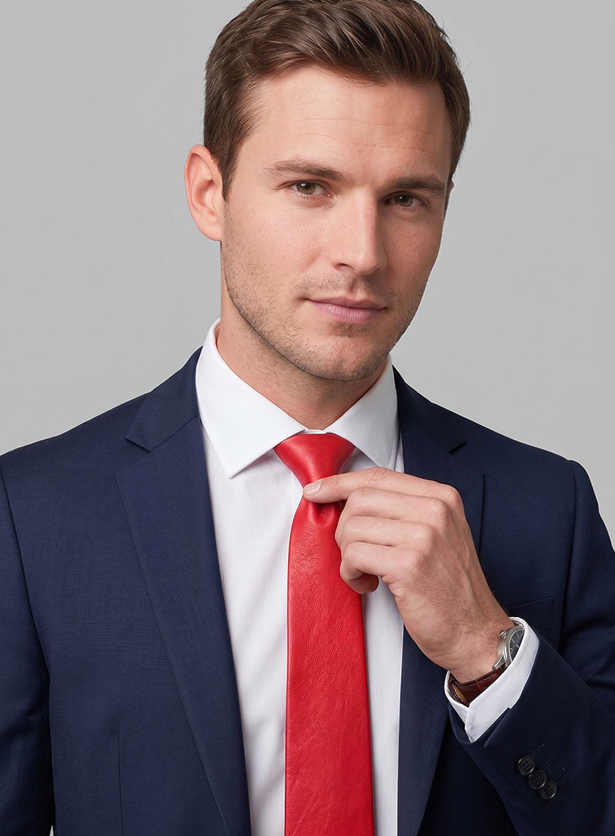 Raspberry Red Lambskin Leather Tie