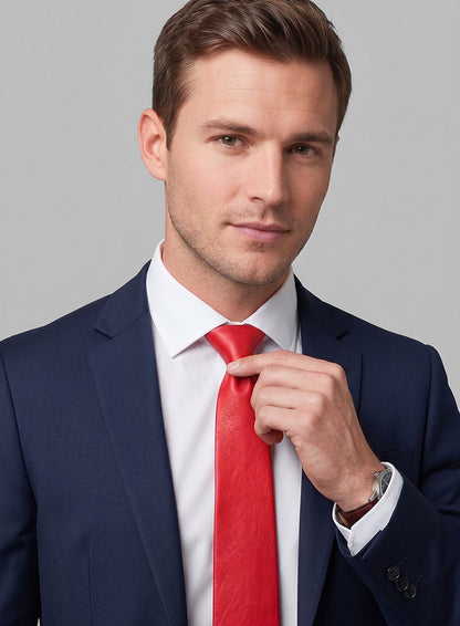 Raspberry Red Lambskin Leather Tie