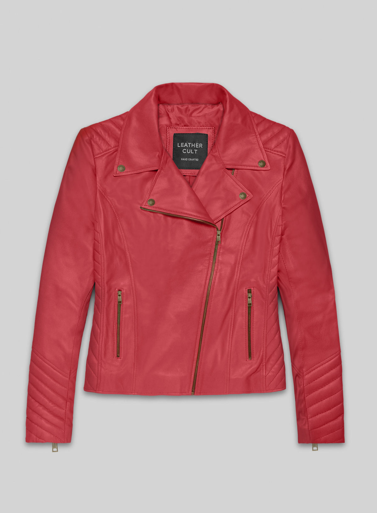 Raspberry Red Oxley Lambskin Leather Biker Jacket