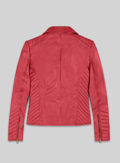 Raspberry Red Oxley Lambskin Leather Biker Jacket