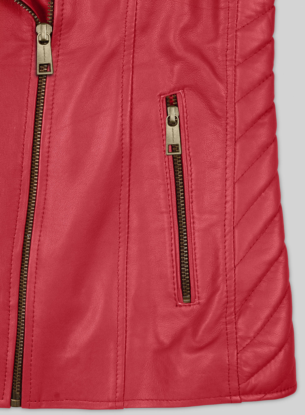 Raspberry Red Oxley Lambskin Leather Biker Jacket