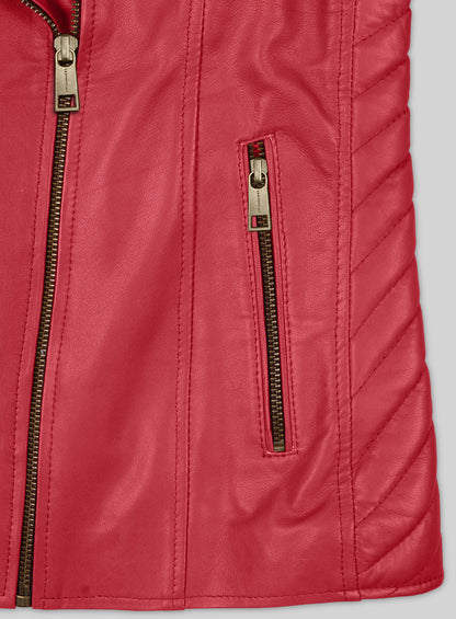 Raspberry Red Oxley Lambskin Leather Biker Jacket