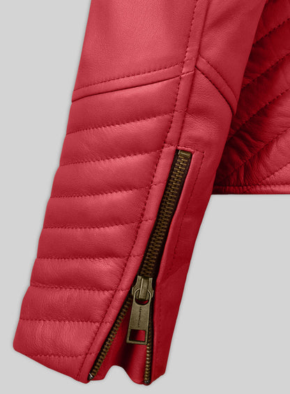 Raspberry Red Oxley Lambskin Leather Biker Jacket