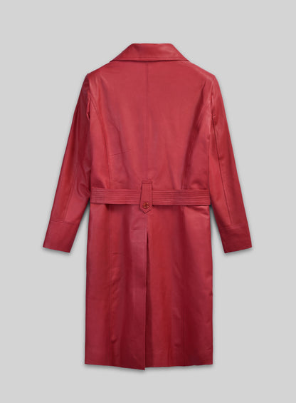 Raspberry Red Rita Ora Lambskin Leather Long #2