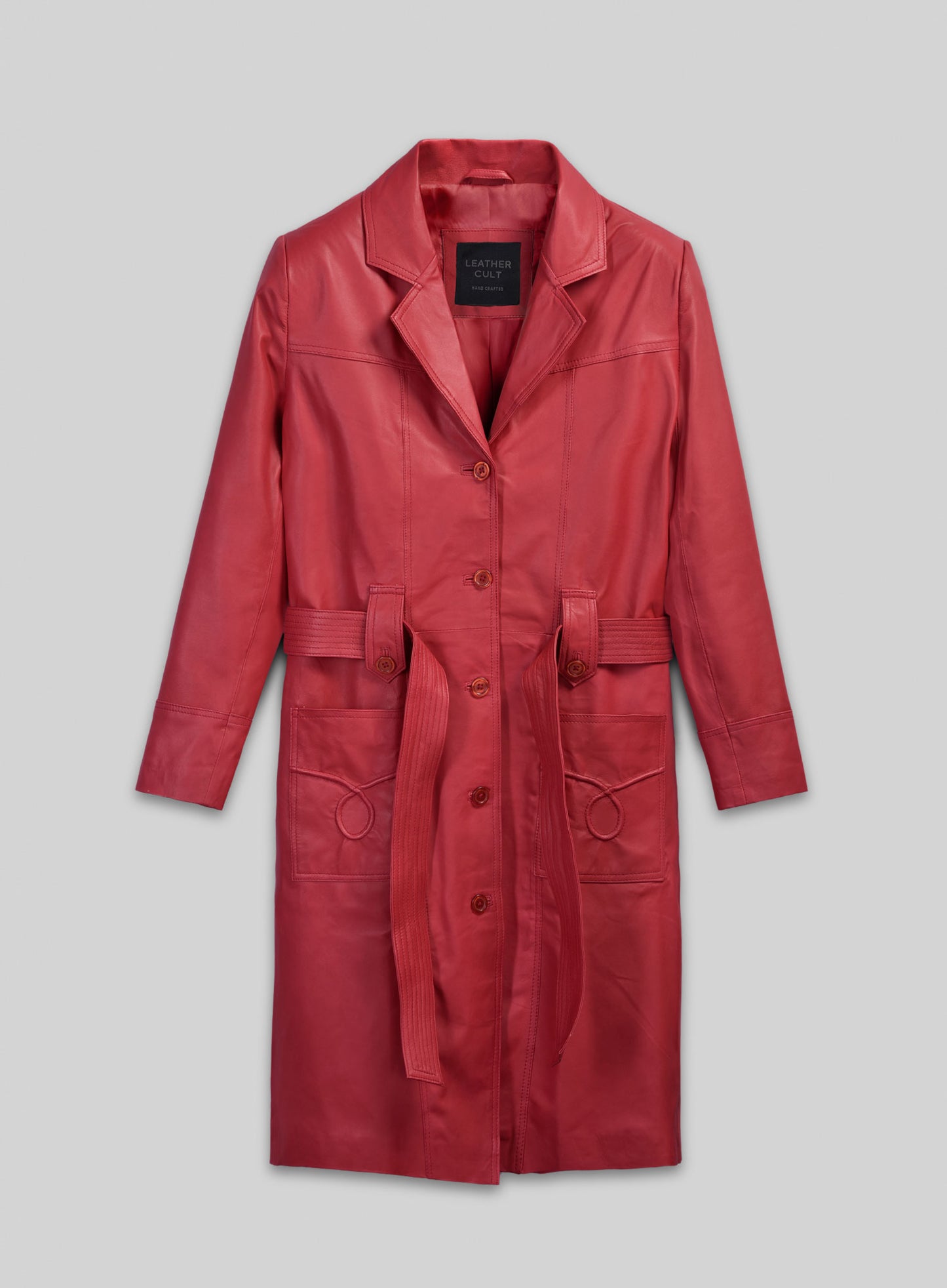 Raspberry Red Rita Ora Lambskin Leather Long #2