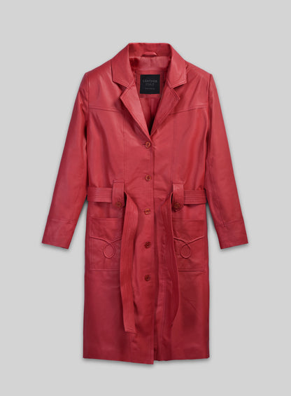 Raspberry Red Rita Ora Lambskin Leather Long #2