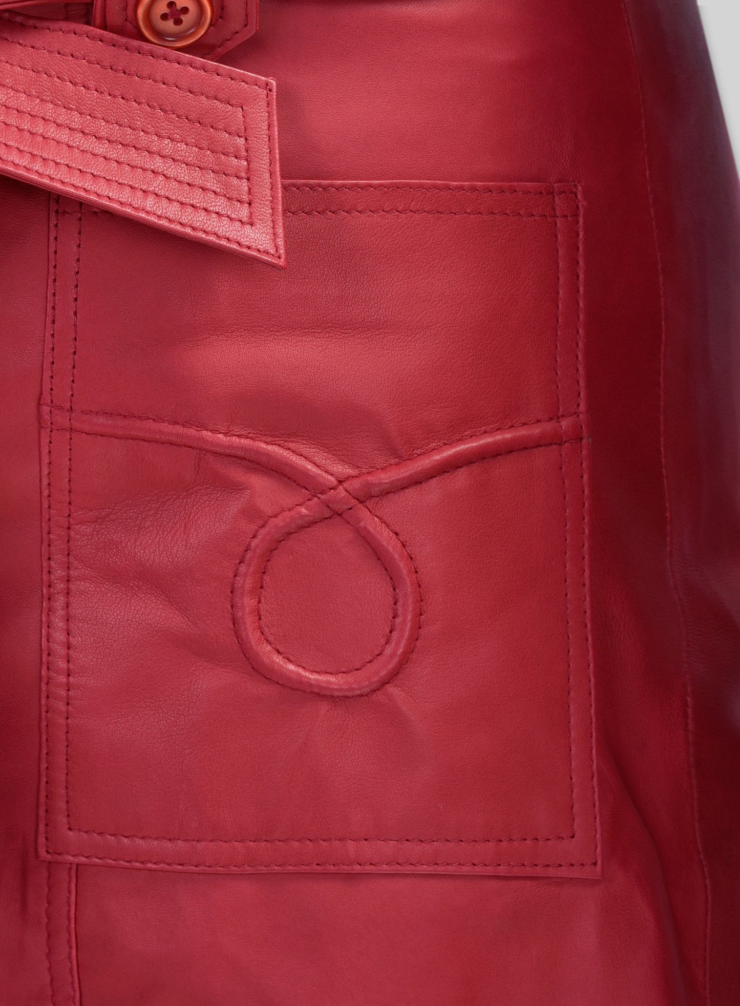 Raspberry Red Rita Ora Lambskin Leather Long #2