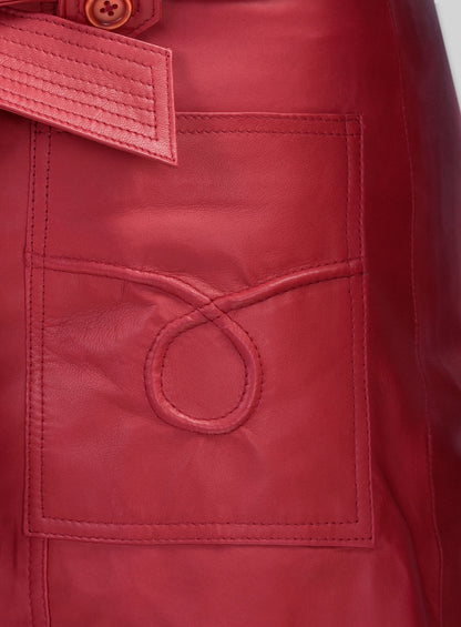 Raspberry Red Rita Ora Lambskin Leather Long #2