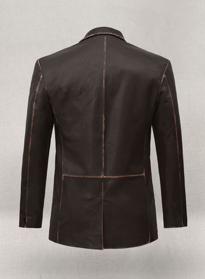 Rubbed Brown Medieval Leather Blazer - LeatherCult