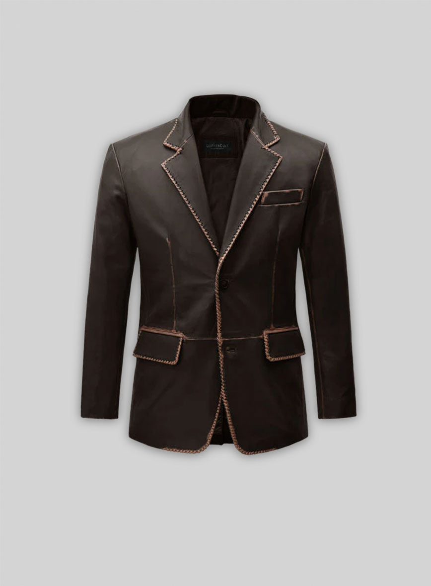 Rubbed Brown Medieval Leather Blazer