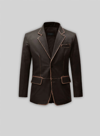 Rubbed Brown Medieval Leather Blazer