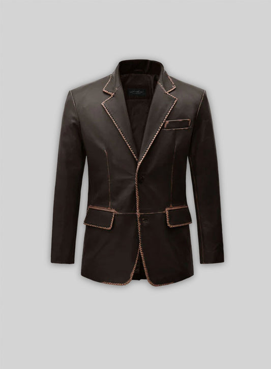 Rubbed Brown Medieval Leather Blazer