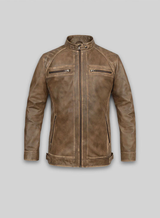 Rubbed Espanol Timber Brown Leather Jacket # 653