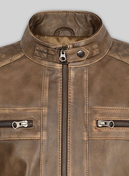 Rubbed Espanol Timber Brown Leather Jacket # 653