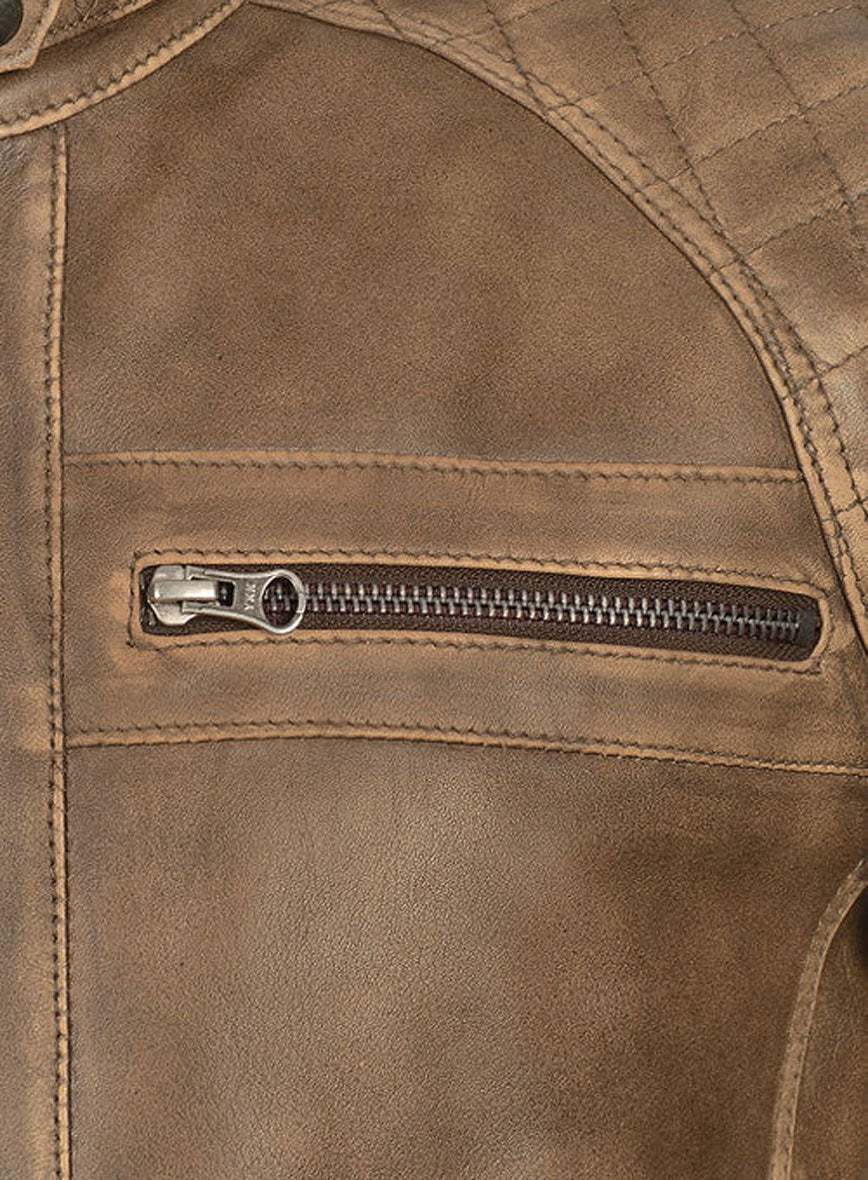Rubbed Espanol Timber Brown Leather Jacket # 653