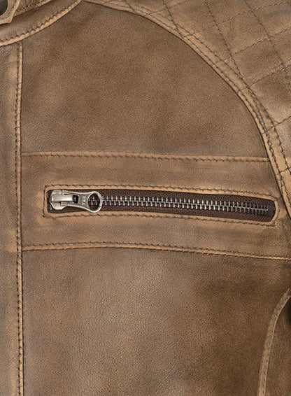 Rubbed Espanol Timber Brown Leather Jacket # 653