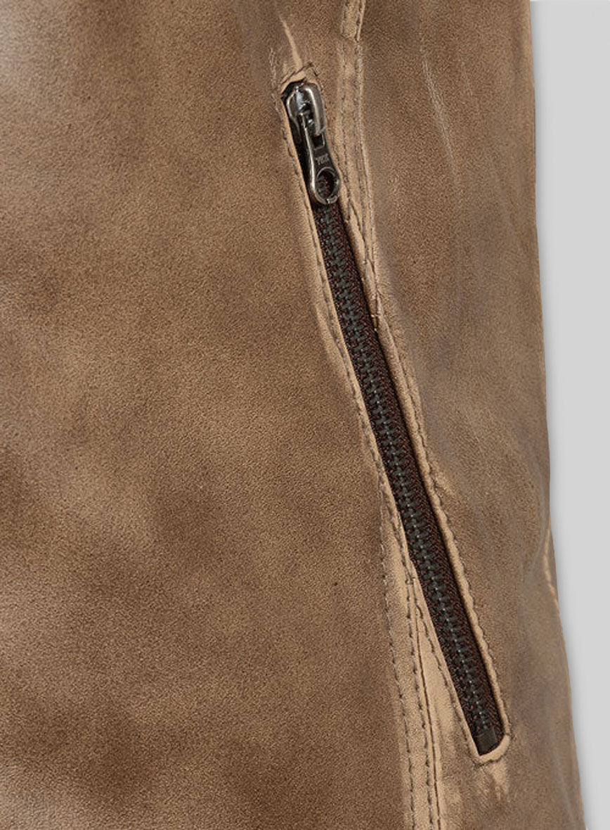 Rubbed Espanol Timber Brown Leather Jacket # 653
