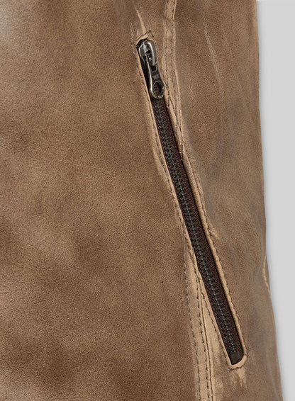 Rubbed Espanol Timber Brown Leather Jacket # 653