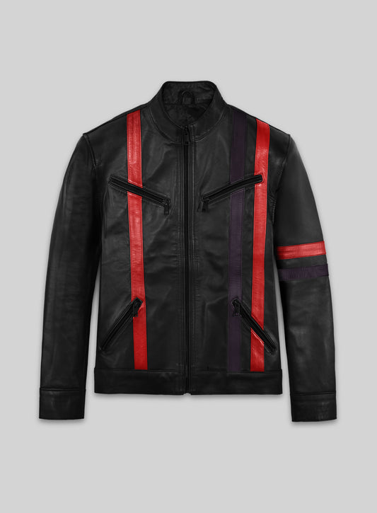 Red Striped Leather Jacket #97
